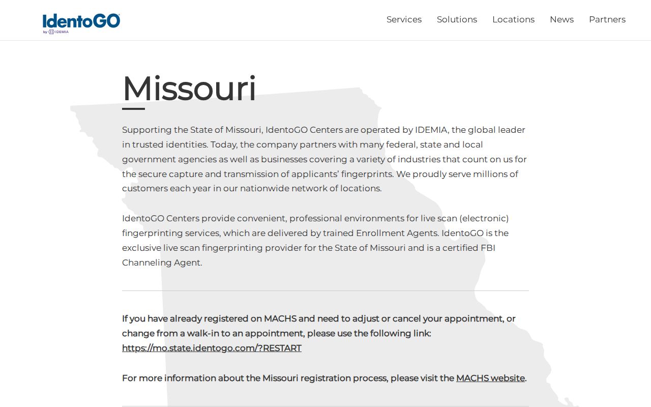 Newton County criminal history fingerprint location search through Missouri IdentoGO