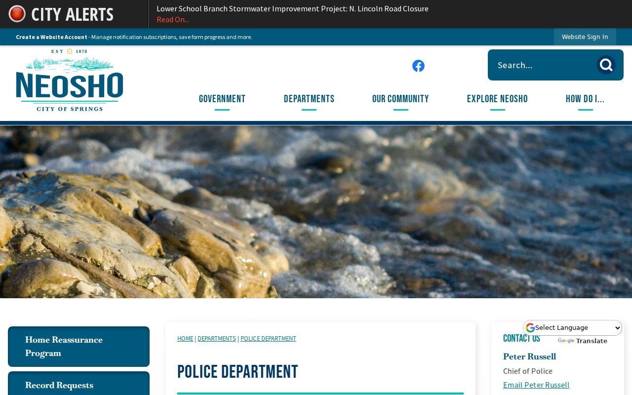 Neosho criminal history police department page