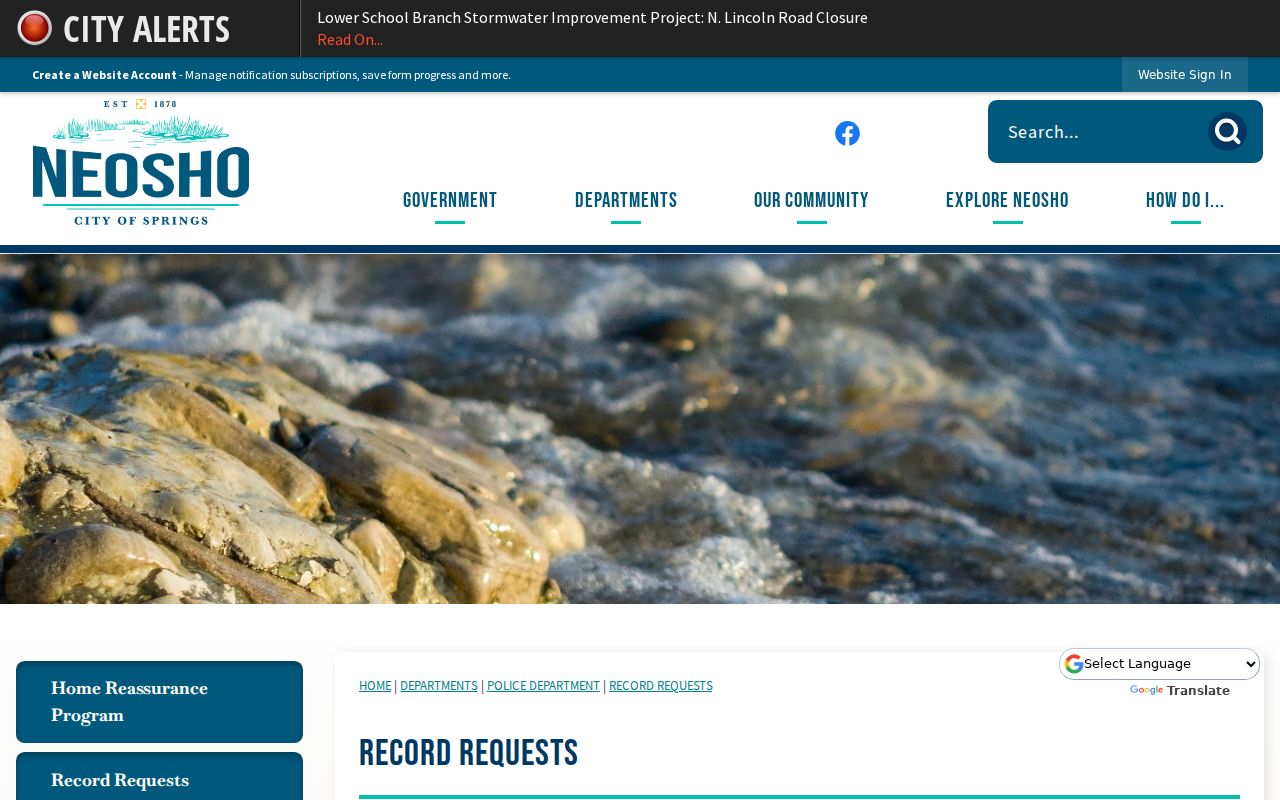 Neosho criminal history police record request channels
