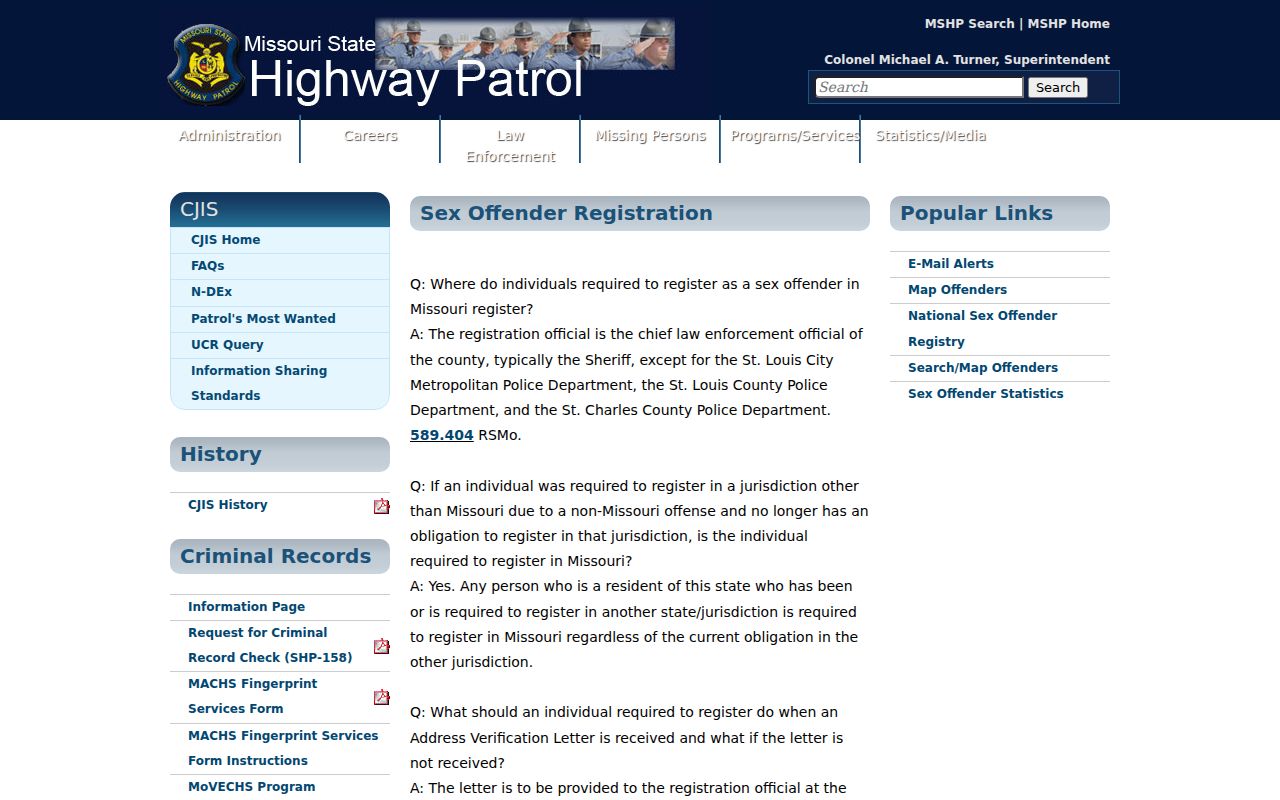 Missouri registration rules for a Newton County sex offender check